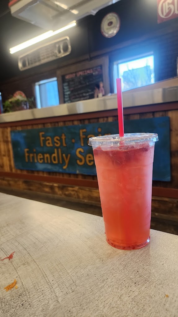 Iced hibiscus lime-aid on the counter at Native Grill