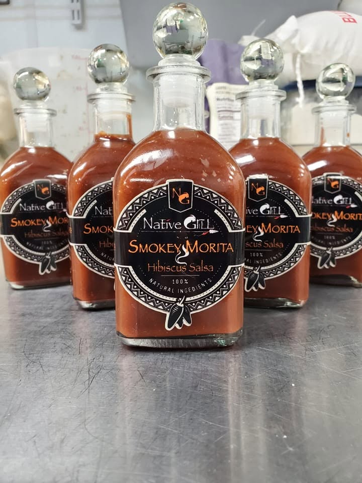 Bottles of Native Grill smokey morita hibiscus salsa